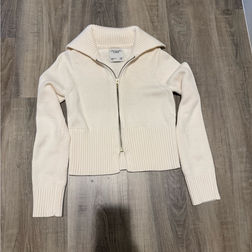 Abercrombie & Fitch Cream Collared Cardigan XS